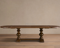 Ensemble de meubles de salle à manger de style vintage américain extensible de luxe pour 12 personnes, table rectangulaire en bois massif moderne, chaises