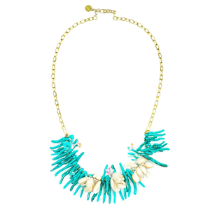 Chic Bohemia Gold Plated Flower Beaded <b>Statement</b> <b>Necklace</b> with Link Chain for Party-CBBA-1915 - Product Image 2