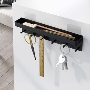 Portachiavi per parete 6 ganci ganci portachiavi in acciaio inossidabile per adesivo da parete portachiavi da parete Organizer per posta appendiabiti per ufficio a casa - Product Image 2