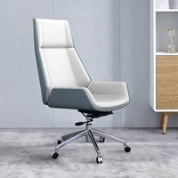 Chaise de bureau de direction haut de gamme, très vendue, design contemporain blanc, ergonomique, réglable en hauteur, avec base en acier véritable de luxe