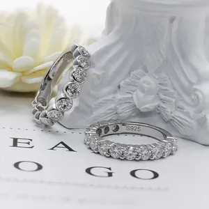 Paston定制珠宝冰镇圆形3.5毫米硅石3/4匹配戒指带vvs婚礼订婚钻石珠宝