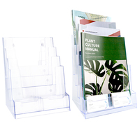 Porte-brochures 8.5*11, support de carte de catalogue de produits en plastique, présentoir publicitaire A4 à 4 niveaux avec K-454 de carte de visite commerciale