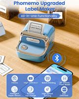 Machine à étiquettes Phomemo M150, imprimante thermique d'étiquettes, facile à utiliser pour le bureau, la maison, les entreprises, livrée avec 1 rouleau d'étiquettes (bleu)
