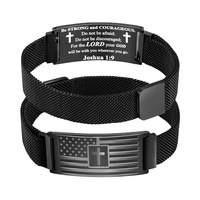 Bracelet tendance en acier inoxydable avec croix, unisexe, bijou avec verset biblique, cadeau pour anniversaire, enfant, mari, papa, fils