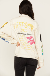 Chaqueta Vaquera Blanca de Algodón con Logotipo Personalizado, Bordado Chenille, Estilo Y2K, Transpirable, Ecológica, Gruesa, Holgada, para Mujer - Product Image 3
