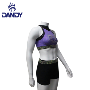 ชุดเชียร์ลีดเดอร์ประดับเพชรพลอยพร้อมโลโก้ทีมที่ออกแบบเองได้ คุณภาพสูง เสื้อครอปท็อป ชุดเชียร์ - Product Image 6