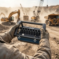 Télécommande hydraulique industrielle étanche à la poussière et à l'eau IP67 pour excavatrice et grue sur les chantiers de construction en extérieur