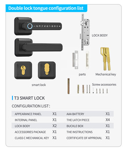 Maniglia per porta quadrata contemporanea con serratura e chiusura a chiave con leva per sbloccare a distanza <span class=keywords><strong>password</strong></span> per impronte digitali 5-in-1Lock - Product Image 6