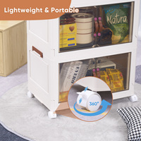 Armoire de rangement moderne pliable à 3 niveaux en plastique avec 3 tiroirs, porte magnétique, légère, portable, portes transparentes, chambre à coucher