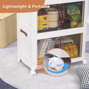 3-Layer Foldable Modern Storage Cabinet Magnetic Door Lightweight Portable Transparent Doors Space-Saving Bedroom Warehouse - Product Image 3