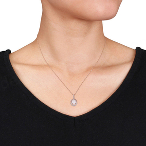 Collier en gros de style vintage, nouveau bijou de mode, cadre unique ovale, opale CZ, pendentif élégant, plaqué or rose S925 - Product Image 6