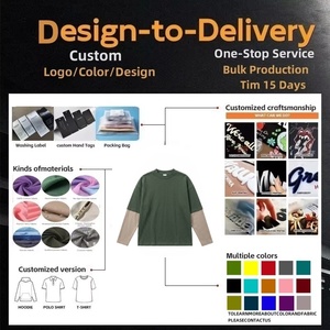 Camiseta de moda de dos piezas con capas, manga larga, hombros caídos, estilo urbano, personalizada para hombre, oversize, lisa, 100% algodón, precio bajo. - Product Image 3