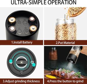 Appareil de cuisine, moulin à sel et à poivre électrique fonctionnant sur piles, moulin à poivre automatique - Product Image 6