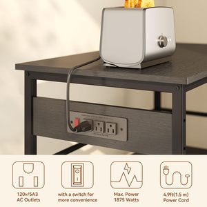 Étagère de cuisine noire SENYU pour micro-ondes avec un grand espace de rangement et des prises de courant intégrées. Comptoir large qui sert également de support à pain - Product Image 4