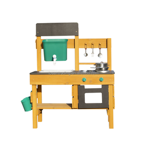 Ensemble de cuisine et de jeu en bois durable pour l'extérieur avec accessoires pour enfants de 3 ans et plus - pour jeux de cuisine dans la boue - Product Image 2