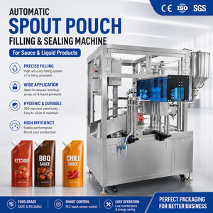 Machine d'emballage automatique de sachets à double bec verseur |   Équipement de remplissage de liquides pour le lait, la mayonnaise et les sauces |   Emballage industriel Manu - Product Image 1