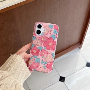 Funda de teléfono móvil de TPU con purpurina de doble capa para Apple para iPhone 16 <span class=keywords><strong>15</strong></span> Pro Max 13/14 Plus Spring Pink Flower Ins Style Phone Grip - Product Image 4