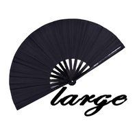 Nero di Grandi Dimensioni Rave Pieghevole Cinese Giapponese di Bambù Di Grandi Dimensioni Ventilatore della Mano di Amazon