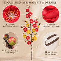 Fleurs artificielles mixtes faites à la main en tissu de soie, durables, au toucher naturel et réaliste, pour décorations de Noël, de mariage et écologiques