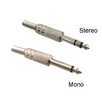 Vente en gros Nickel/plaqué or 6.35MM Jack Plug Male Mono Audio Connecteur Adaptateur 1/4 pouces Male Soldering Audio Stereo Connectors