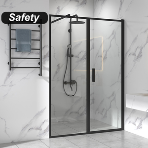 <span class=keywords><strong>Mampara</strong></span> de <span class=keywords><strong>Ducha</strong></span> Moderna con Puerta Corredera, Cristal Templado <span class=keywords><strong>y</strong></span> Marco de Aluminio, Diseño de <span class=keywords><strong>Plato</strong></span> Rectangular - Product Image 2