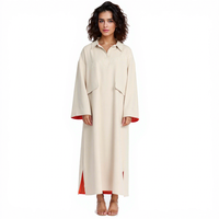 Robe longue élégante pour femme, doublure intérieure en polyester beige-orange, doublure contrastante en mousseline, manches longues, longueur cheville, personnalisable OEM par Brion