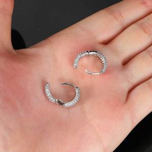 Pendientes Redondos de Plata de Ley 925 Personalizados con Moissanita VVS, Bañados en Oro Real, con Diamantes, Estilo Hip Hop, Joyería Brillante - Product Image 4