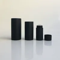 Stock rond 15g 30g 50g 75g Bouteilles de baume noir mat Tube de déodorant en bâton Emballage vide anti-transpirant Bouteille de déodorant