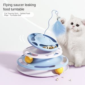 Meja putar UFO mewah ramah lingkungan baru meja disko interaktif pendidikan mainan bulu kucing hewan peliharaan plat hiburan untuk kucing - Product Image 3