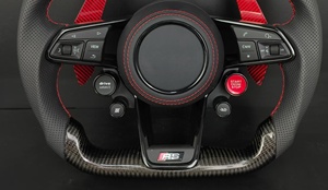 Volante Personalizado de Fibra de Carbono y Cuero para <span class=keywords><strong>Audi</strong></span> Serie A3/A4/A6/Q/S/RS con Palancas de Cambio LED y Botón de Encendido/Apagado - Product Image 4