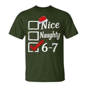 Camiseta con meme navideño Nice Naughty 6-7 para hombres y niños, diversión navideña - Product Image 1