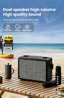 Altavoz Karaoke Bluetooth Portátil Retro de Madera con Dos Micrófonos Inalámbricos y Audio Nítido para Fiestas Familiares y Campamentos