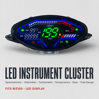 Panel Instrumen Motor Modifikasi LED Plastik Hitam Baru, Speedometer, Odometer, RPM, Tachometer untuk Suku Cadang Motor 100cc
