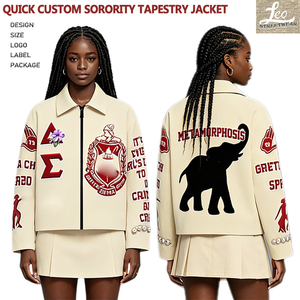 Chaqueta de Mujer Personalizada con Tapicería, Ropa de la Hermandad Zeta Beta, Cárdigan Jacquard Tejido, Chaqueta con Secuencia de Letras Griegas - Product Image 5