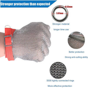 Gants en <span class=keywords><strong>maille</strong></span> d'acier inoxydable <span class=keywords><strong>pour</strong></span> l'écaillage d'huîtres Chef de cuisine Filet de poisson cotte de mailles Gants résistants aux coupures Gants de boucher en métal - Product Image 4