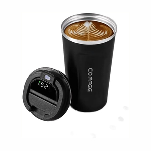 Nouvelle tasse à café intelligente à double paroi en acier inoxydable 2025 avec affichage de la température et couvercle LED - Product Image 3