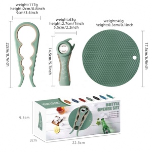 Juego de abridores multifunción con mango de silicona y logotipo personalizable para abrir fácilmente botellas de cerveza, frascos y corchos, de acero inoxidable. - Product Image 2