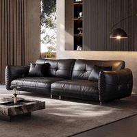 Ensemble de canapés en cuir de luxe avec pieds en métal, canapé confortable pour salon, villa, appartement, hôtel, meubles de salon, ensemble de canapés