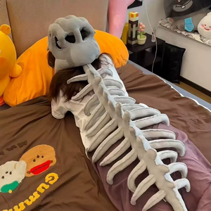 Nouvelle tenue de dinosaure en peluche pour garçons, costume de tête de squelette, marionnette amusante, jouet exosquelette en peluche super douce lavable - Product Image 2