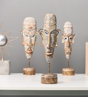 Masque sculpté en résine style bois, antilope et girafe, style africain, ornement et décoration artistique pour la maison et la pièce, design Art Déco