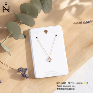 Collana in acciaio inossidabile a forma di diamante con ciondolo in cristallo per gioielli da donna alla moda - Product Image 3