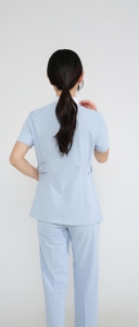 Tenues d'infirmière en tissu Dobby respirant bleu clair à manches courtes pour l'hôpital, la clinique et le <span class=keywords><strong>travail</strong></span> infirmier - Product Image 5