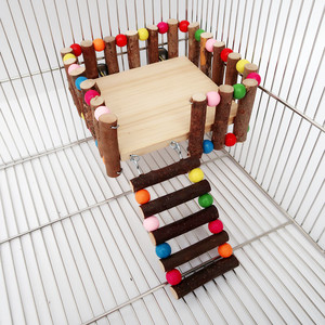 Piattaforma Giocattolo per Animali Domestici in Legno Naturale, Colore Originale, Decorativa, Accessorio per Gabbie di Criceti e Piccoli Animali - Product Image 4