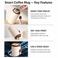 Mug à café intelligent Kingze 450 ml, mug de voyage isotherme, affichage numérique de la température, acier inoxydable 316, double paroi sous vide