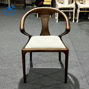 Silla de Comedor de Diseño Original Vintage de Lujo con Marco de Madera Color Nogal, Asiento de Tela y Cuero PU para el Hogar - Product Image 2