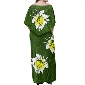 1 אי עיצוב הוואי נשים אלגנטית כבוי כתף שמלות מזדמנים עם צעיף עטלף שרוול נשים שכמיות ארוכות שמלה