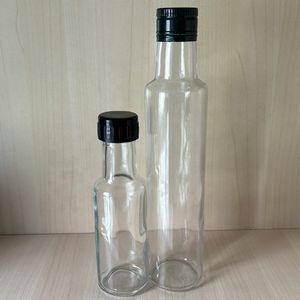 Botella de Vidrio Transparente Vacía para Aderezos y Salsas de Cocina con Tapa y Vertedor, Apta para Aceite de Oliva Virgen Extra Prensado en Frío - Product Image 2