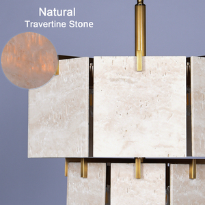 Natural Travertine Chandelier Modern 2-Tier Stone Pendant Light Hanging <b>Lighting</b> for Hotel & Restaurant <b>Decor</b> Living Room - Product Image 4