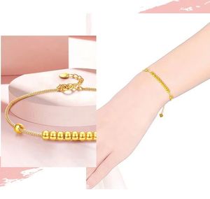 Pulsera de Oro Puro 18K Personalizada con Cuentas Pequeñas, Cadena de Joyería con Dijes Sólidos Au750 para Mujer, Precio de Fábrica Xinfly - Product Image 2