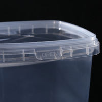Tutup Ember Plastik Persegi Bening OEM 1-5 Galon Ramah Lingkungan Tahan Lama Berlapis UV dengan Pernis Mengkilap, Wadah Makanan untuk Cat dan Air